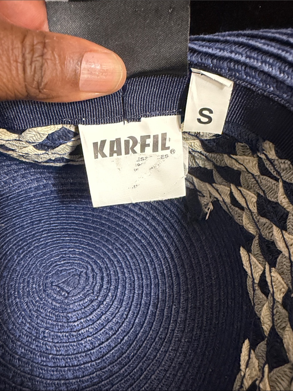Karfil Women's Navy Blue Wide Brim Sun Hat Size Small Beach Resort Vacation - Picture 6 of 9